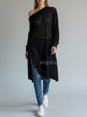 Rachel Comey  Pout Tunic, Black, Size 4, Eyelet, One Shoulder, NWT, LookBook